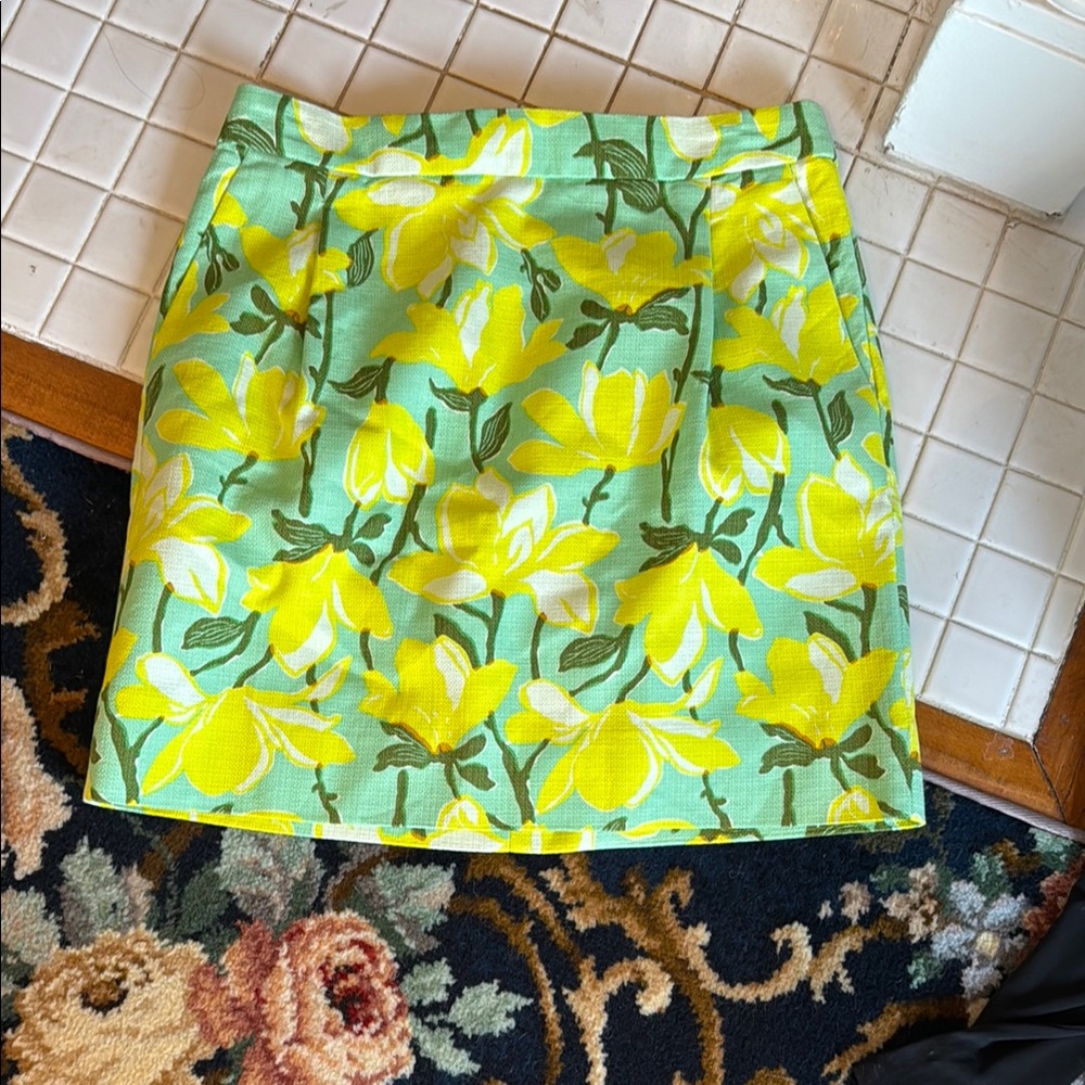 J. Crew Yellow and Green Mini Pencil Skirt - worn twice